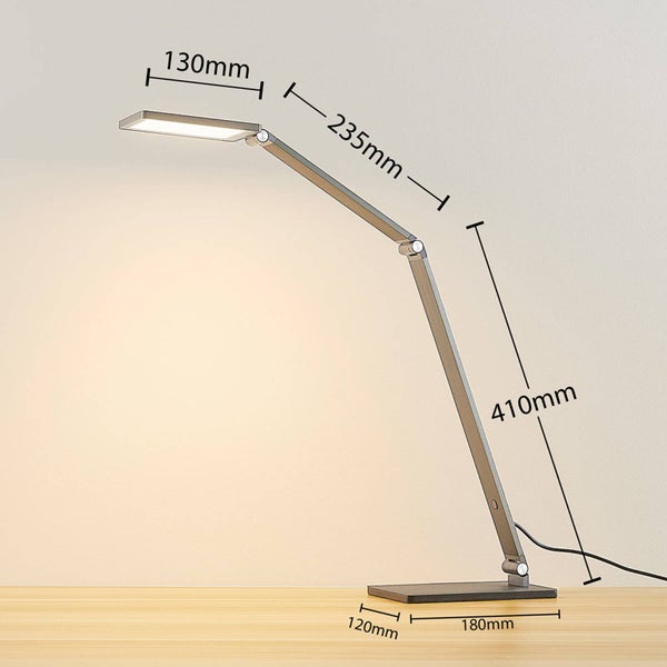 Lucande LED Tischlampe Mion dimmbar (Modern) in Alu aus Aluminium (1 flammig, ) - Tischleuchte Schreibtischlampe Nachttischlampe Arbeitszimmerleuchte