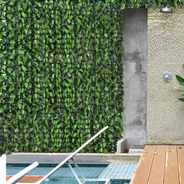 Outsunny Künstliche Hecke, für Garten, Terrasse, 3 x 1 m, PE, Gewebe, Grün