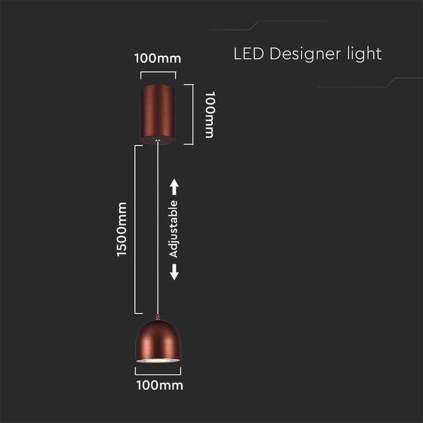 LED Designerleuchte mit einstellbarer Höhe und den Maßen 100 mm mal 100 mm sowie 1500 mm.