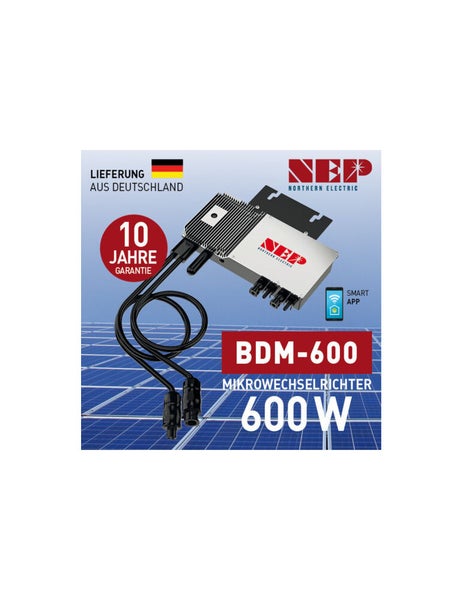NEP Microwechselrichter 600W/WLAN/für 2 Solarmodule/10Jahre Garantie/IP67/Mwst 0%/Kostenfreier Versand durch DHL