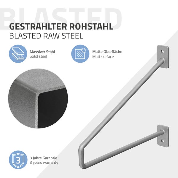 ML-Design 2 Stück Regalhalterung, 220 mm, Silber, aus Stahl, Haarnadel Regalhalterungen, Schwebe Regalwinkel, Hairpin Wandhalterung, Regalträger für Wandmontage, Industrielle Wandregal, Wandkonsole