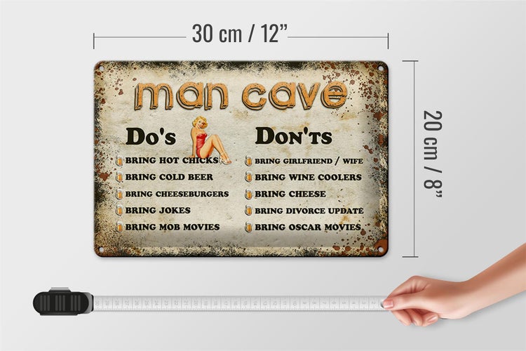 Blechschild Spruch 30x20cm Man Cave Do´s Don´ts