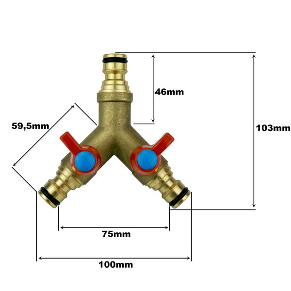 Messing Verteiler mit Abmessungen