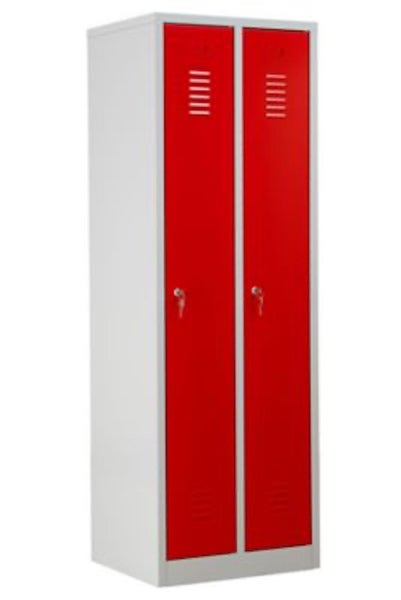PROREGAL Garderobenspind Camel 2-Fächer HxBxT 180 x 60 x 50 cm Zylinderschloss Grau-Rot