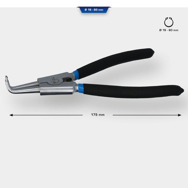 BRILLIANT TOOLS Seegeringzange für Außensicherungsringe abgewinkelt 175 mm - BT067002