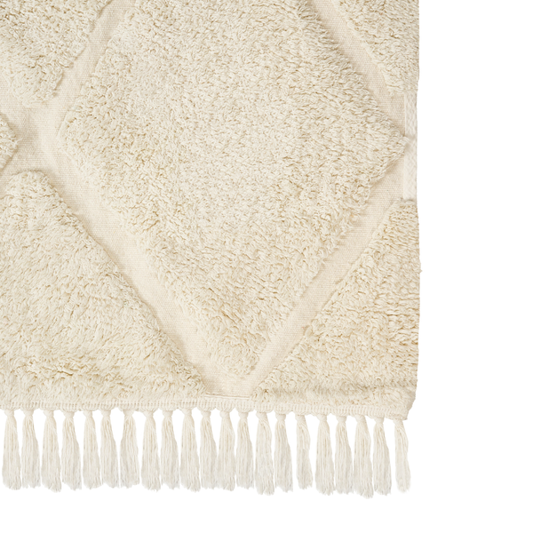 Badezimmervorleger mit Rautenmuster und Fransen aus Textil