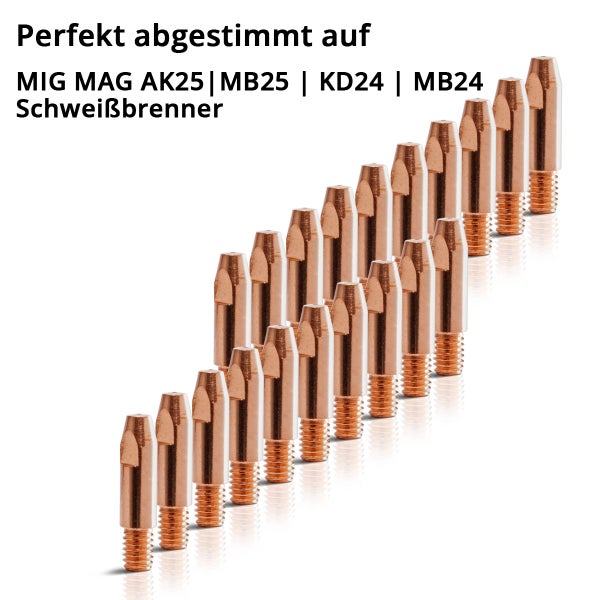 STAHLWERK 2 x Stromdüsen AK25 MB25 Kontaktdüsen M6x28 1,0 mm MIG MAG