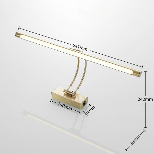 Lucande LED Wandlampe Bilderleuchte altmessing, Wandleuchte Spiegelleuchte einstellbar warmweiß 3.000K Bilderlampe IP20 12W
