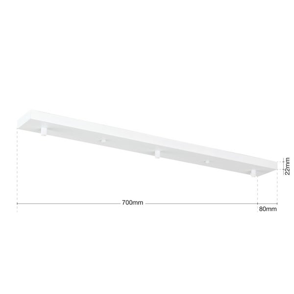 Deckenbaldachin für Leuchte länglich Abzweigdose mit 3 Kabelauslässen, für Esstisch, 70x8cm, Weiß