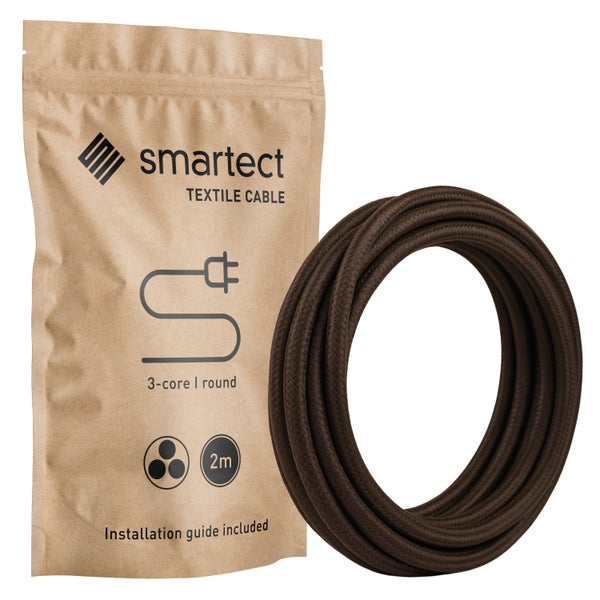 Smartetect Textilkabel, 3-adrig, rund, 2 Meter Länge