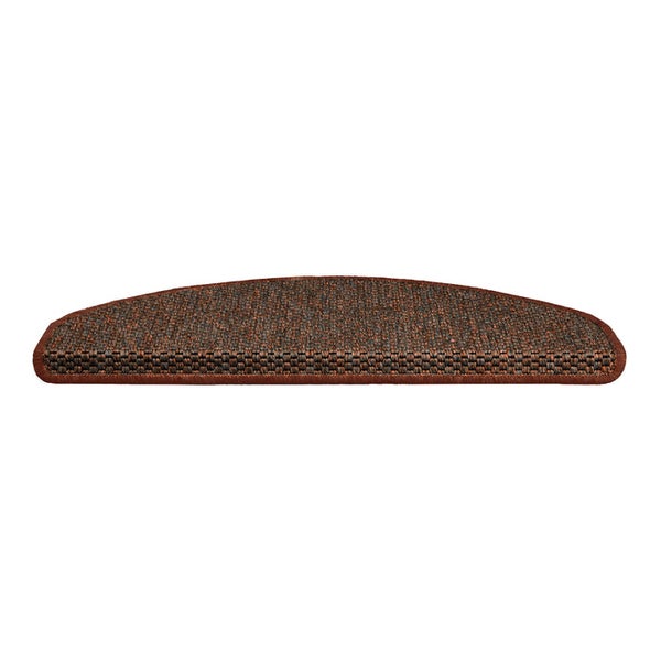 FLOORDIREKT Stufenmatte Kalkutta - Sisaloptik - Schlingenpol - Selbstklebend - Braun - Halbrund - 23,5 x 65 cm