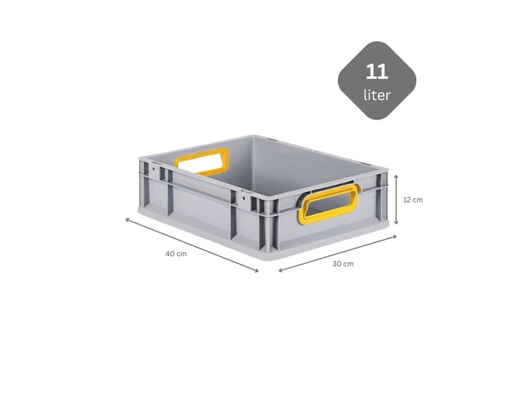 PROREGAL Spar Set 16x Eurobox Nextgen Color HxBxT 12 x 30 x 40 cm 11 Liter Griffe Gelb Offen Glatter Boden Eurobehälter Transportbox