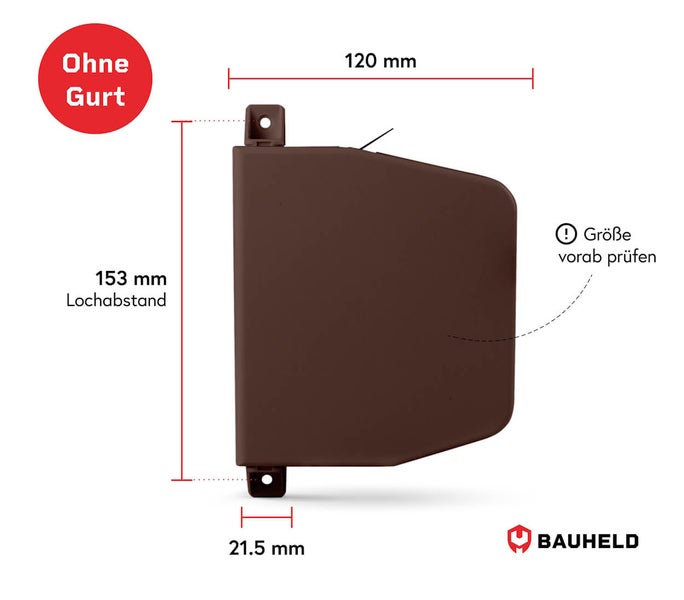 Rollladenkasten ohne Gurt mit Maßangaben