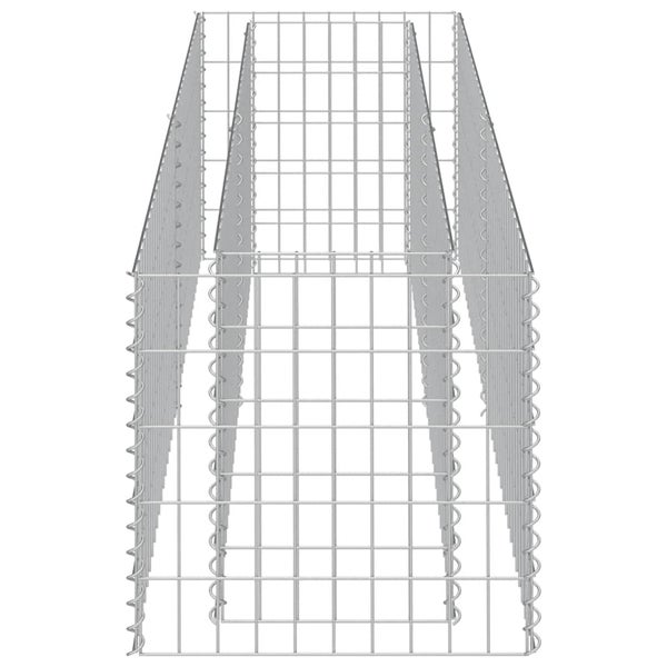 Gabionenkorb aus verzinktem Drahtgitter, rechteckig, mit Spiralverbindern zur Steinbefüllung.