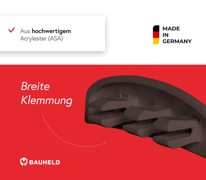 Breite Klemmung aus Acrylester ASA, hergestellt in Deutschland