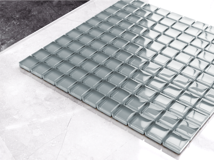Glasmosaik auf Netz für Bad und Küche 30cm x 30cm  - Pure Grey