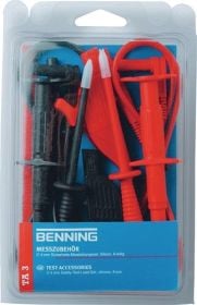 Benning Messzubehör TA 3 Prüfspitzenset mit Messleitungen in Blisterverpackung für präzise elektrische Messungen.