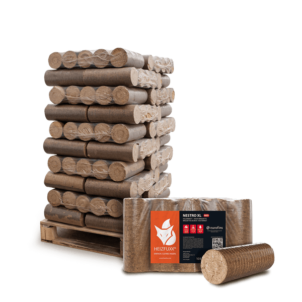 Heizfuxx Nestro XL Red 10kg x 30 Gebinde 300kg Palette Holzbriketts Nielsen Hartholz