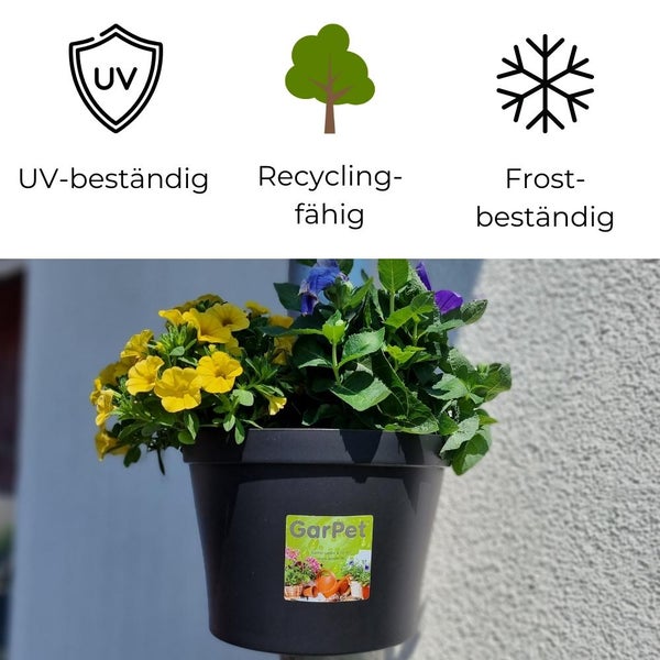 Blumentopf für Regenrohr Regenrinne Fallrohr Säule Pfosten Abflussrohr Hängetopf Pflanztopf Pflanzgefäß Anthrazit