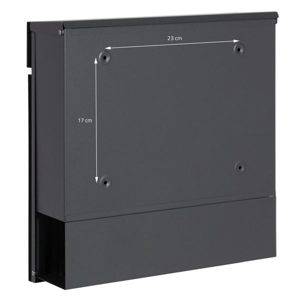 ECD Germany Standbriefkasten mit Zeitungsfach, Design Briefkasten mit Pfosten, Briefkastenanlage, Briefkastenständer Anthrazit 120cm Edelstahl pulverbeschichtet, Postkasten Anthrazit-Marmoroptik Stahl