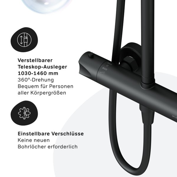 AM.PM Duschsäule inkl. Thermostat F07TA422 Hit  Schwarz matt