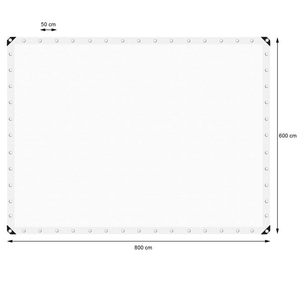 ECD Germany Abdeckplane Gewebeplane mit Ösen 6x8 m 48m² 180g/m² Weiß aus Polyethylen Schimmelresistent Wasserdicht Reißfest Schutzplane Bootsplane Gartenplane Holzplane Plane für Gartenmöbel Pool Auto