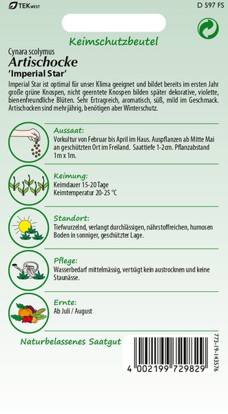 Artischockensamen der Sorte Imperial Star im Keimschutzbeutel