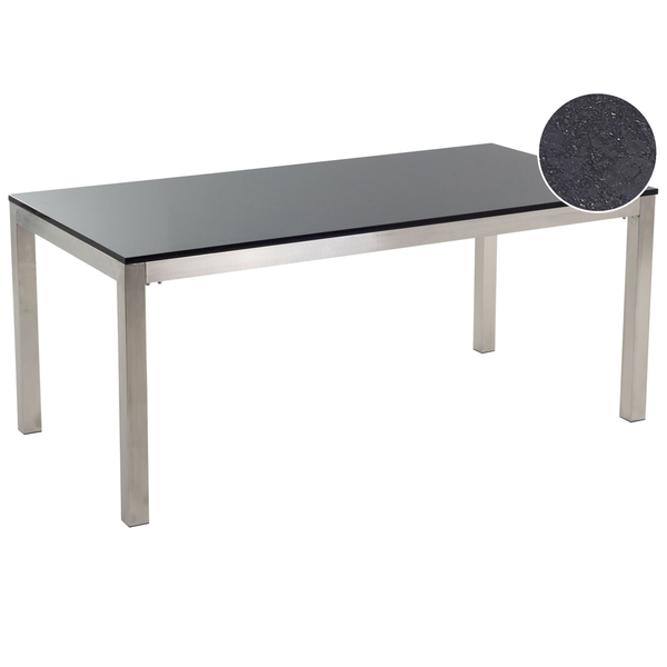 Gartentisch GROSSETO 180 cm 90 cm Polierter Granit Schwarz