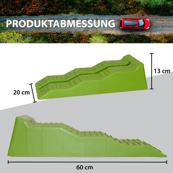 Produktabbildung eines Auffahrkeils mit den Maßen 60 cm Länge, 20 cm Breite und 13 cm Höhe