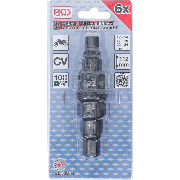 BGS Motorrad Spezial Einsatz Steckschlüssel Set, sechs Stück