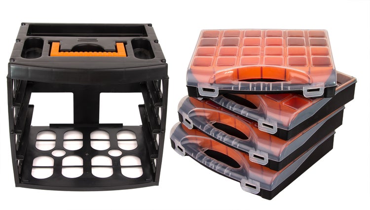 BigDean Sortierkasten Werkzeugkoffer mit 4 herausnehmbaren Schubladen - Sortierkästen Sortierkoffer – Sortimentskasten Schraubenbox - Organizer für Kleinteile -