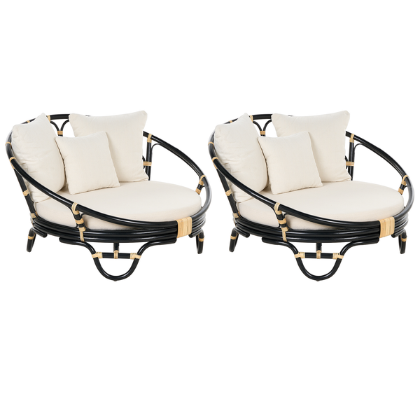 Sonneninsel 2er Set ROSSANO Rattan Schwarz