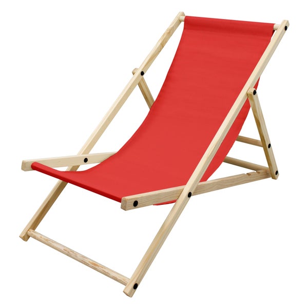 ECD Germany Liegestuhl klappbar aus Holz - 3 Liegepositionen - bis 120 kg - Rot - Sonnenliege Gartenliege Relaxliege Strandliege Liege Strandstuhl Klappliegestuhl Holzklappstuhl Strandliegestuhl