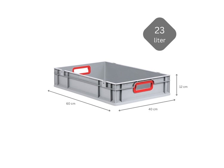 PROREGAL Spar Set 10x Eurobox Nextgen Color HxBxT 12 x 40 x 60 cm 23 Liter Griffe Rot Offen Glatter Boden Eurobehälter Transportbox
