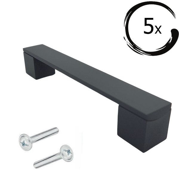 Möbelgriff Stangengriff Austin Lochabstand 128 mm Aluminium Schwarz Set 5