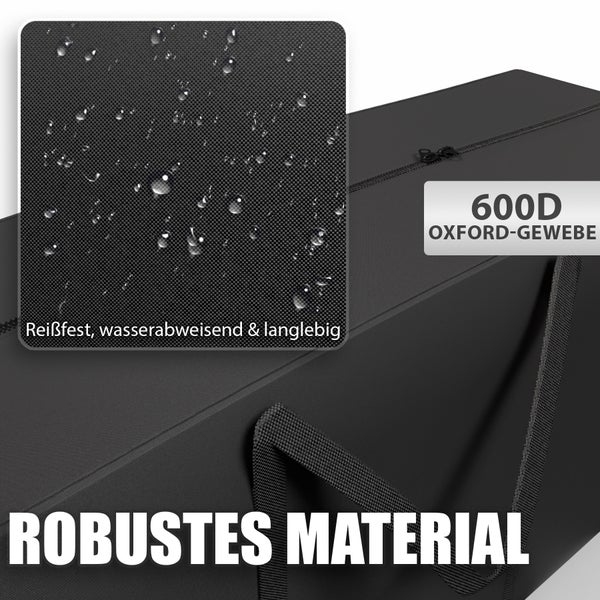 Detailaufnahme des robusten Materials einer Aufbewahrungstasche aus 600D Oxford Gewebe