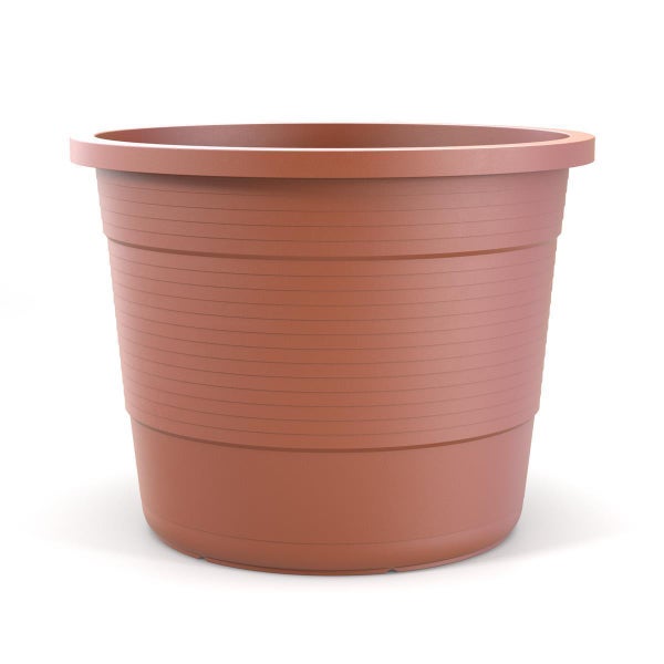 Plastard Blumentopf Terra Ø 35 cm Terrakotta, wetterfester Pflanzkübel, Pflanztopf, Blumenkübel, Übertopf für Innen & Außen aus Kunststoff mit Überlauf