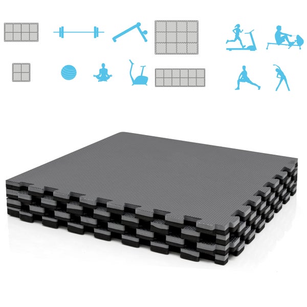 2 cm Dick: 1m² Bodenschutz Fitnessmatte - 4 Sportmatten 50 x 50 cm