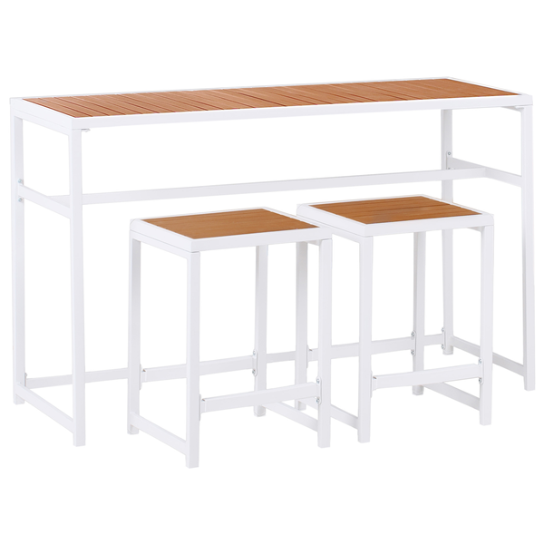 Gartenbar Set 2-Sitzer AVETRANA Metall Braun / Weiß