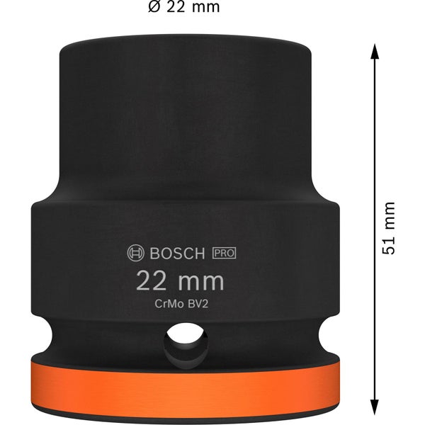 Bosch Pro Steckschlüssel 22 mm, 51 mm Länge