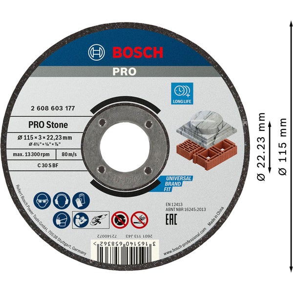 Bosch PRO Stone Trennscheibe 115 x 3 x 22,23 mm - 2608603177