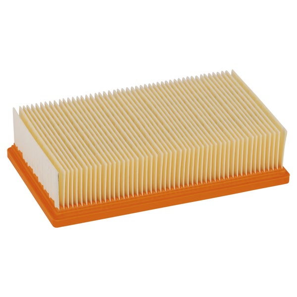Luftfilter für Rasenmäher mit Papierlamellen und Dichtungsrahmen.