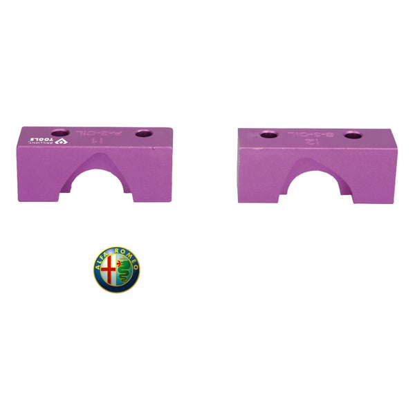 Zwei violette Brilliant Tools Werkzeuge zur Ölleitungsmontage