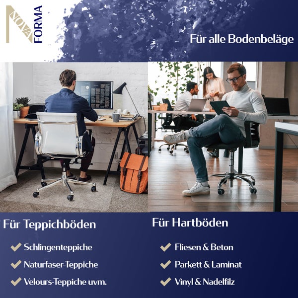 Bodenschutzmatte PET ECO-MAT - 150x200 cm - Hartboden - Schutzmatte als Unterlage für Bürostuhl