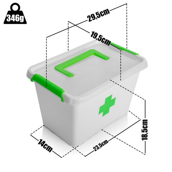 BigDean 2 Stück Medizinbox 6,5 L aus BPA-freiem & lebensmittelechtem Kunststoff – Medikamentenbox für Salben, Tabletten und Verbände – Koffer Organizer Made in Europe