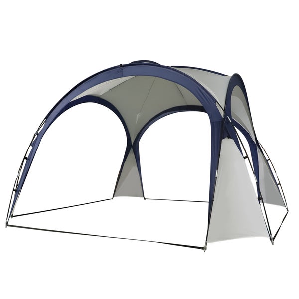 Outsunny Sonnenschutzdach, Campingzelt, Gartenzelt, Sonnenschutz wetterfest,  3,5 x 3,5 x 2,22 m, Glasfaserstange + Polyester, Blau + Cremeweiß