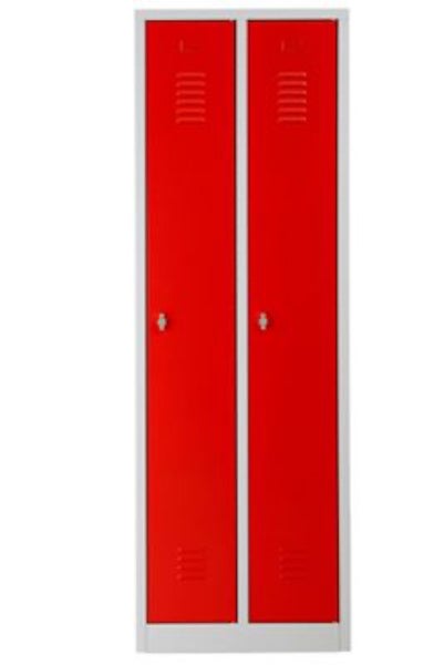 PROREGAL Garderobenspind Camel 2-Fächer HxBxT 180 x 60 x 50 cm Vorhängeschloss Grau-Rot