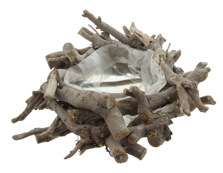 FRANK FLECHTWAREN | Pflanzer Rustikal, HOLZ, ca. Ø 40 x 14 cm, Innen-Ø 20 cm