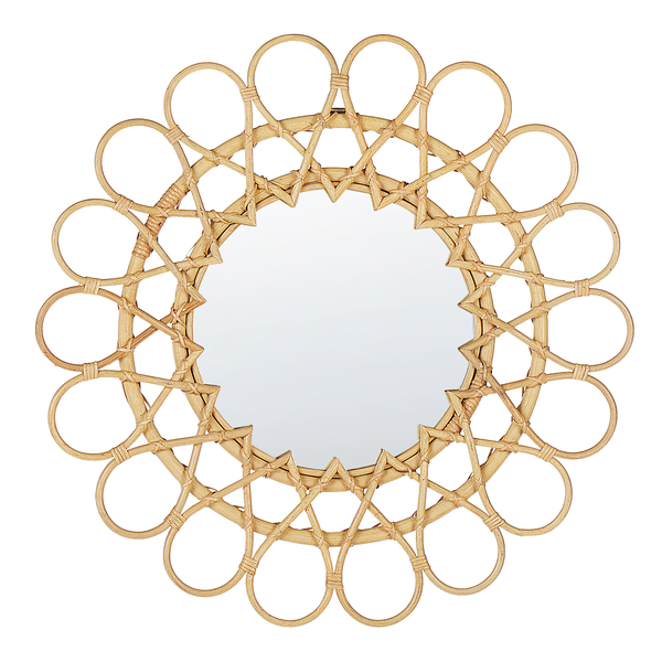 Wandspiegel BABAI 60 cm 60 cm Rattan Naturfarben