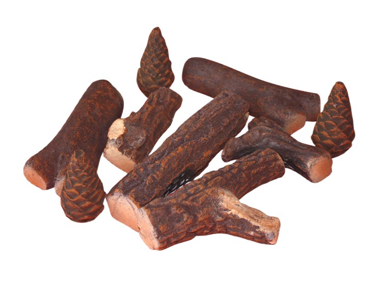 Dekorationsholz-Set mit Baumstämmen und Tannenzapfen